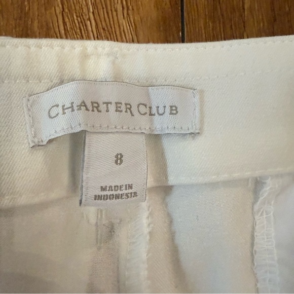 CHARTER CLUB Women’s White Tummy Slimming Newport Slim Leg Crop Pants Size 8 - Picture 5 of 12